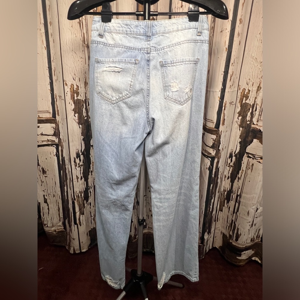 Indigo Rein Light Blue Distressed Straight Leg Jeans - Picture 6 of 10